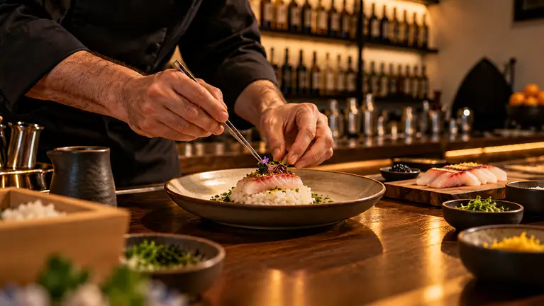 Impiattamento omakase sushi